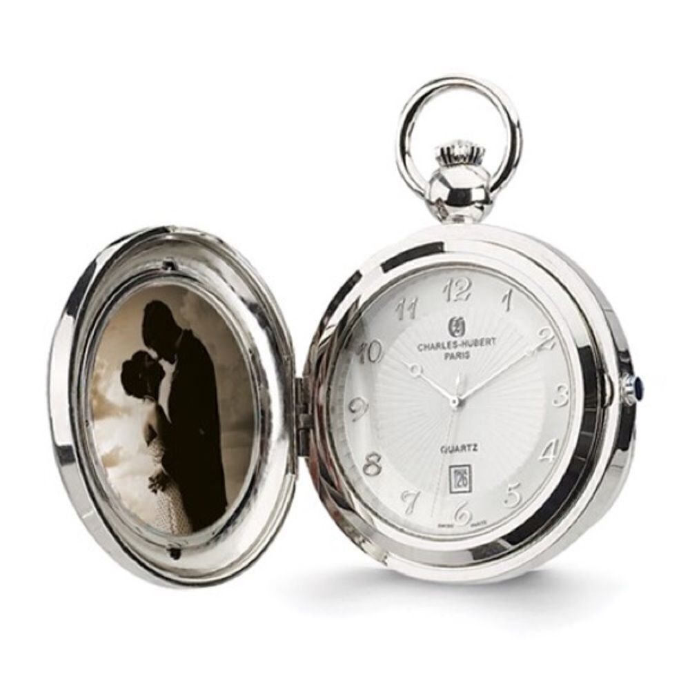 Charles-Hubert, Paris #3851 Hunter Case Picture Frame Quartz Pocket Watch